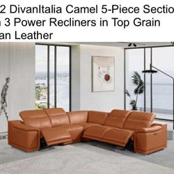 New 114x113 Genuine Italian Leather Luxury Power Recliner Sectional Couch 