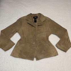 Brandon Thomas Women Genuine Leather Suede Collar Jacket
