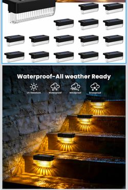 Solar Deck Lights Outdoor 15Packs, Solar Powered LED Step Lights Waterproof Outdoor for Deck, Step, Fence, Wall, Patio, Yard, Pool, Pathway and Stairs