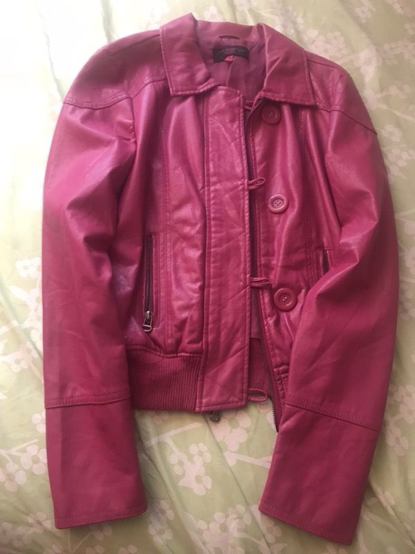 Hot pink faux leather jacket
