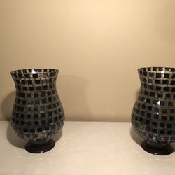 2 glass candle holders.