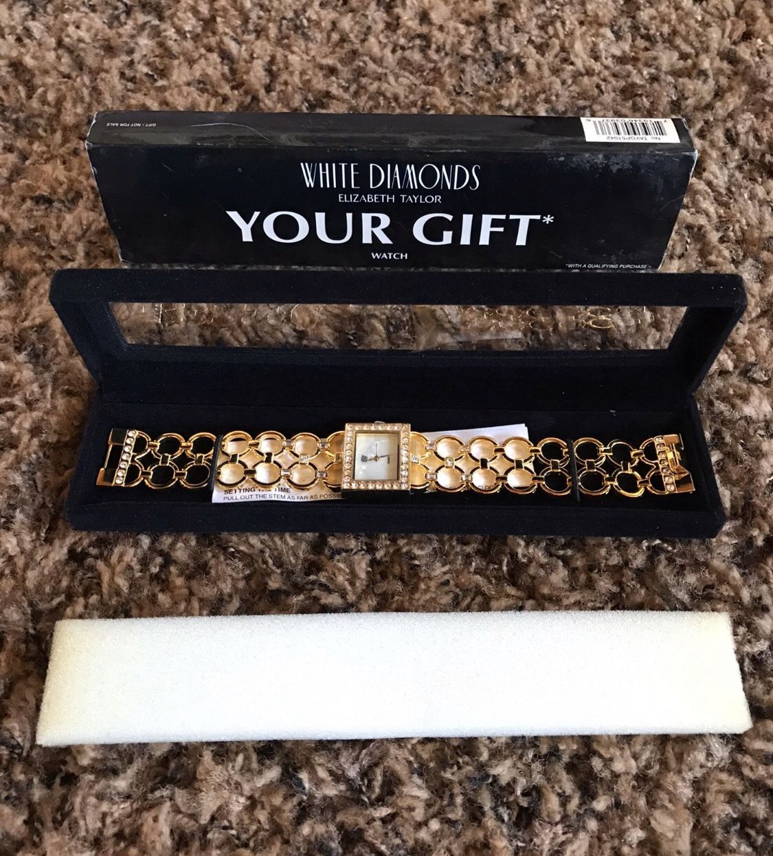 Elizabeth Taylor Jewelry | White Diamond Watch | Color: Gold/White