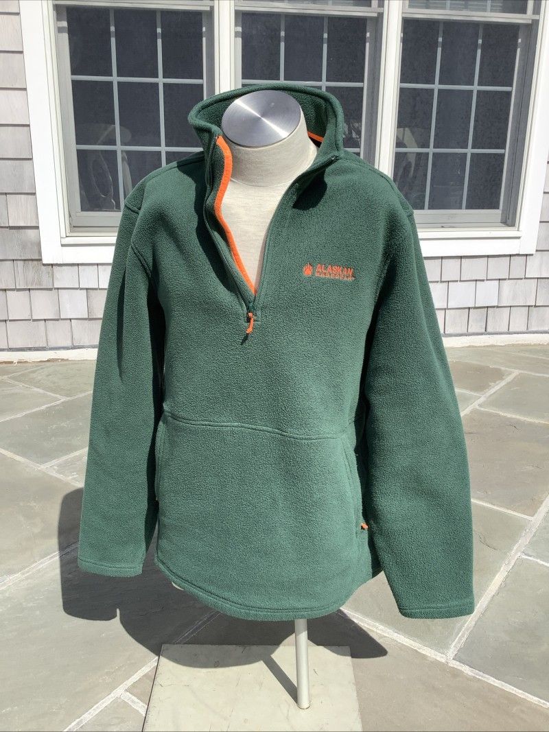 Alaskan Hardgear Fleece Sweatshirt Men’s Sz Large Green 1/4 Zip Duluth