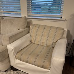 Set Of 2 White Leather Chairs/Sofas