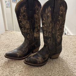 Women's Leather Cowboy Boots Brown/ Tan