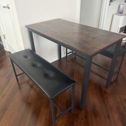 Dining Table Set w/ 2 Benches – Space Saving & Modern