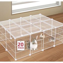Viscoo 20 Panels Small Animal Playpen, Pet Playpen, C&C Cage for Guinea Pigs, Rabbit/Bunny Cage, Puppy Play Pen, Indoor Outdoor Portable Metal Wire Ya
