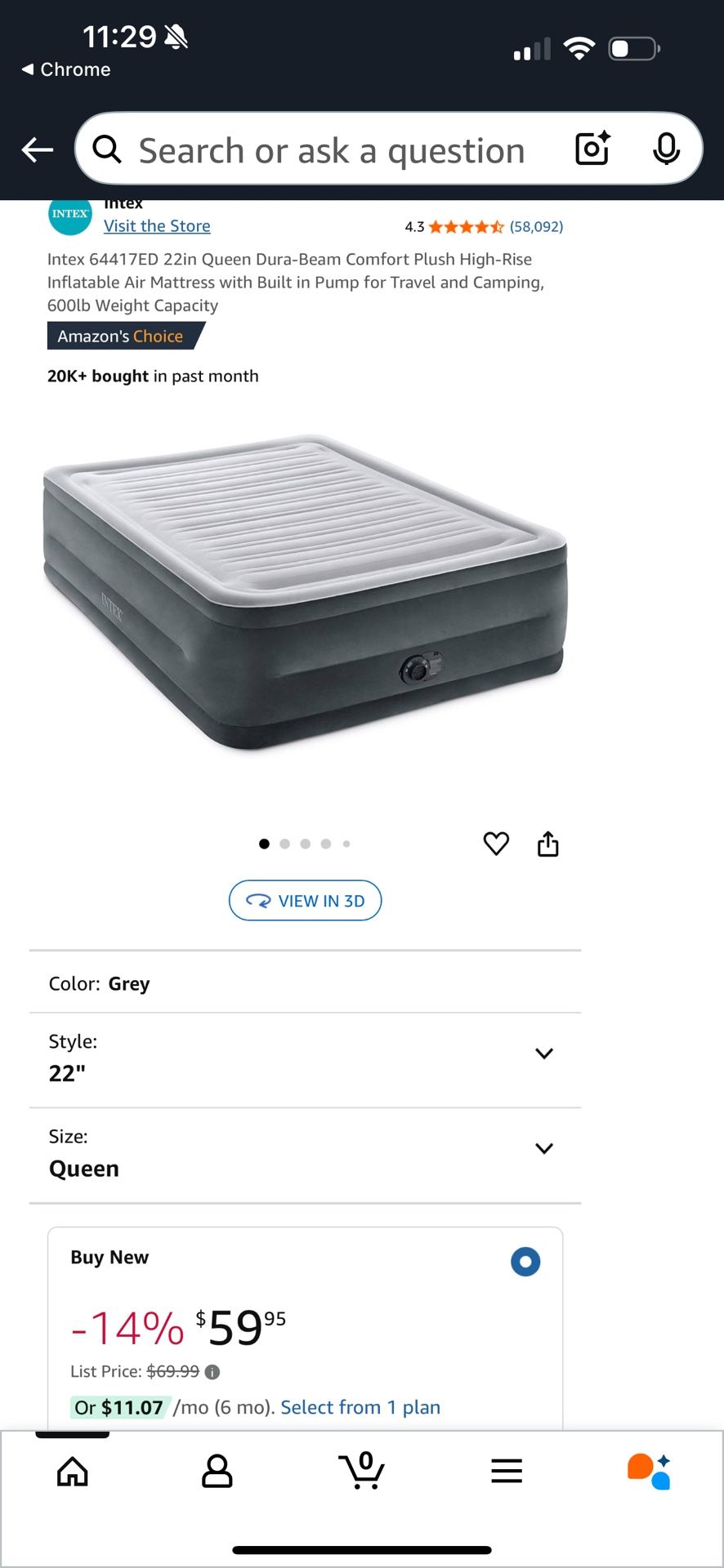 Intex 22” Queen Air Mattress