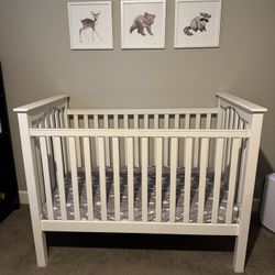 PB Kendall Crib AND Kendall Toddler Bed Conversion Kit in Simply White AND PB lightweight 2 stage crib mattress