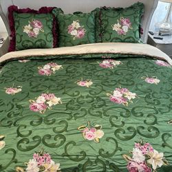 Embroidered Floral King Duvet W/ Euro Pillows CUSTOM MADE / BRAND NEW