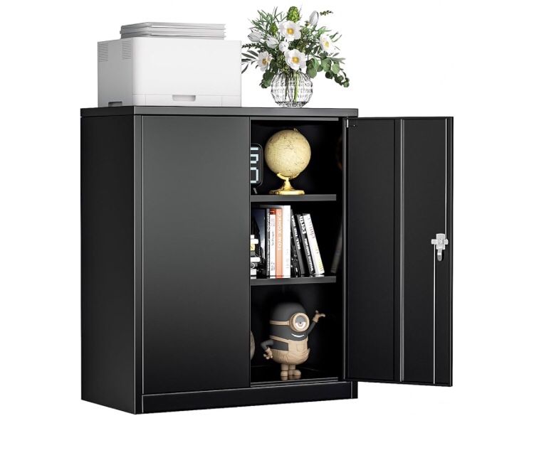 Metal Storage Cabinet For Office Garage With Shelves Dresser Steel Clothes Room