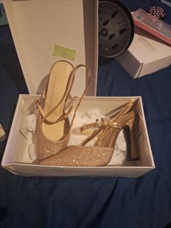 Gold Glitter Slingback Heels