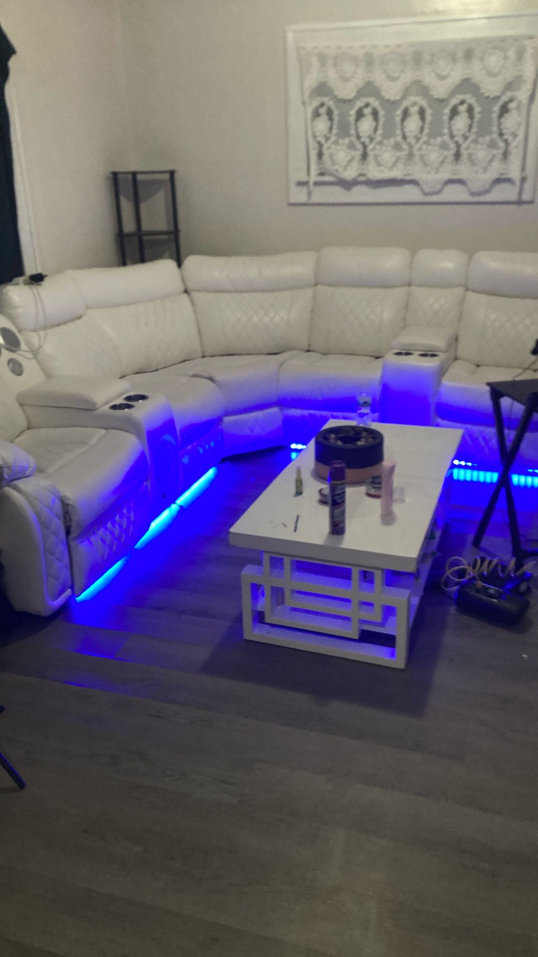 White Leather Sectional