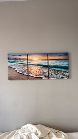 3 Panel Beach Canvas Wall Art for Home Decor