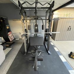 Vesta Fitness Smith Machine 2001 w/Bench Attachment | 230lb Bumpers Weights | 7ft Olympic Bar | Fitness | Gym Equipment | FREE DELIVERY 🚚 