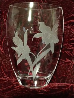 UNIQUE MIKASA CRYSTAL BURANA 12” 7” ELLIPTICAL VASE #300 MADE IN POLAND