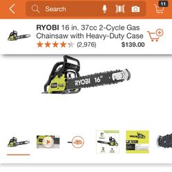 RYOBI 16 INCHES CHAINSAW GAS WITH HEAVY DUTY CASE BRAND NEW 