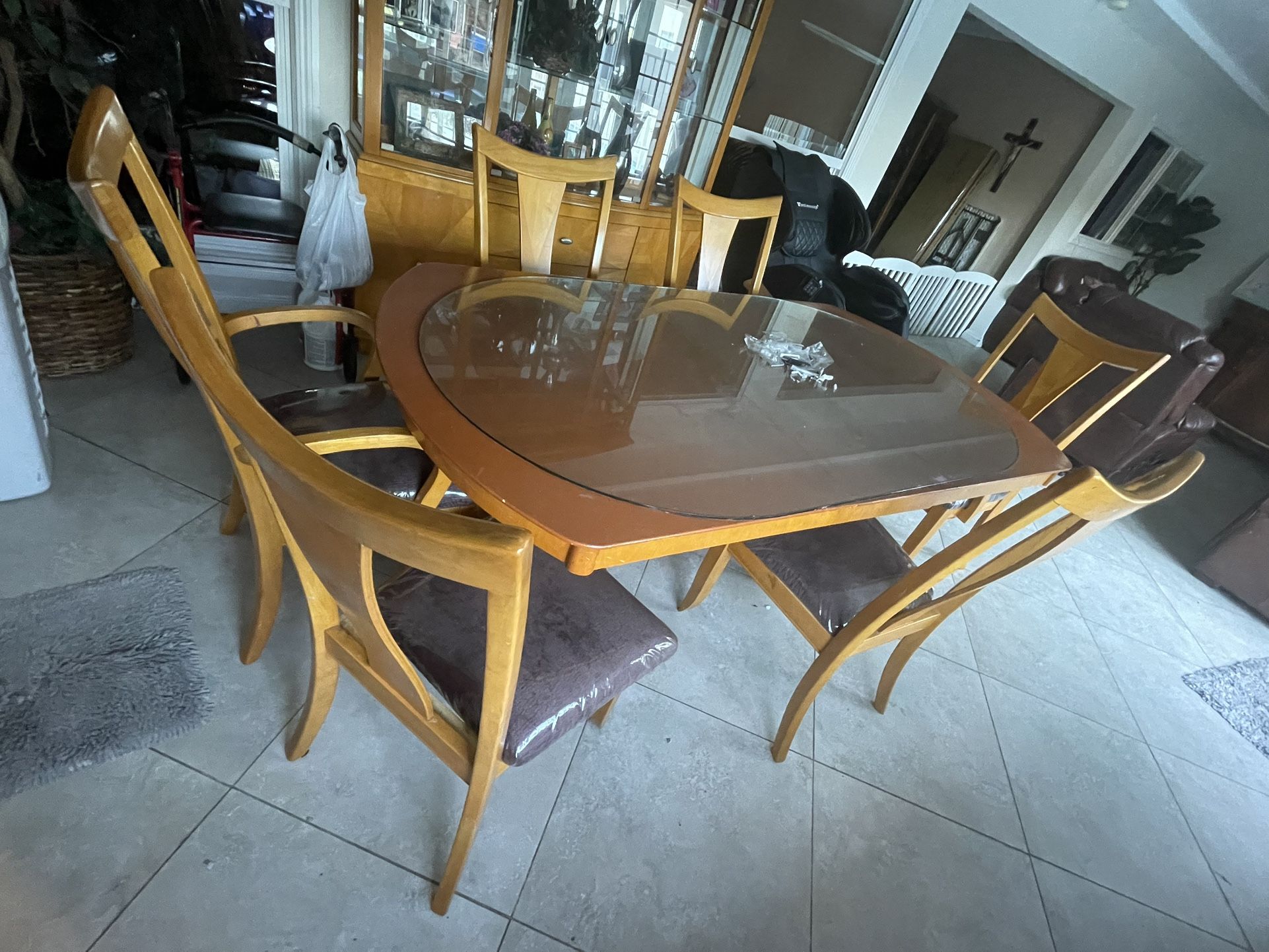 table with chairs and glass