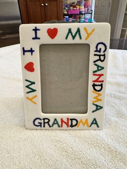 Vintage 4x6 I Love My Grandma White Ceramic Frame