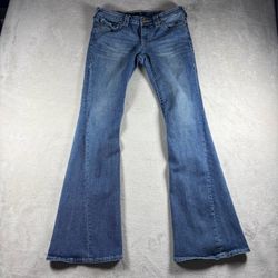Y2K True Religion Low Rise JOEY Jeans Women’s 27 Blue Flare Twisted Seam #3167