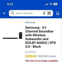 Samsung Soundbar and Wireless Subwoofer 