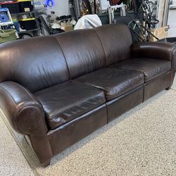 Pottery Barn Leather Sofa / Couch - Espresso Brown