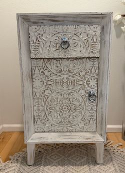 Nightstand Bedside Table White Shabby Chic