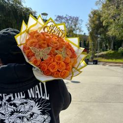 50 Orange Rose Bouquet 