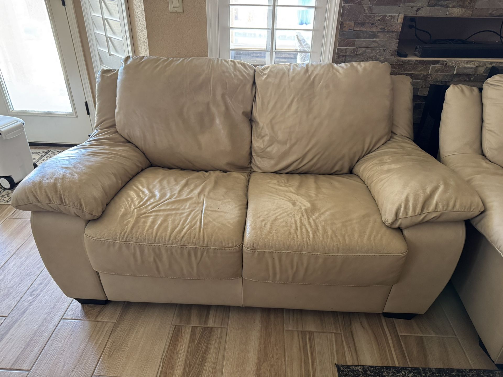 Free Leather Loveseat, And Chair With Ottoman