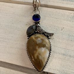 Jasper Tanzanite Handmade Pendant Silver, Gemstone Jewelry 