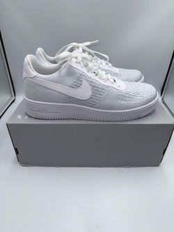 Nike Air Force 1 Flyknit 2.0 Triple White Size 10 Brand New Box No Lid ☁️🔥
