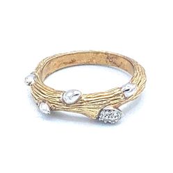 925 Dweck Diamonds Sterling Silver Gold Vermeil Branch Ring Size 7