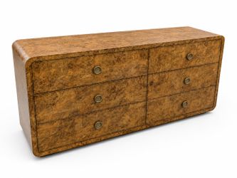 Burl Wood 6 Drawer Dresser RH Restoration Hardware Belmont MCM Mid Century Modern