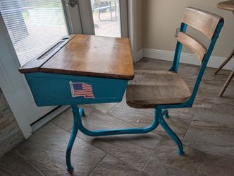 Kid's desk - antique - iron and wood