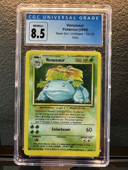 1999 Base Set Unlimited VENUSAUR HOLO 15/102 NM/M+ 8.5