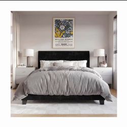 Black Queen Upholstered Bed Frame