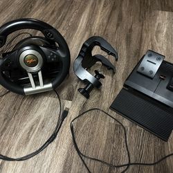 PXN PC Racing Wheel, V3II 180 Degree Universal Usb Car Sim Race Steering Wheel with Pedals for PC, PS3, PS4 