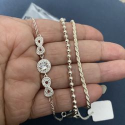 Real 925 Sterling Silver Bracelet $37’ $40’ $43