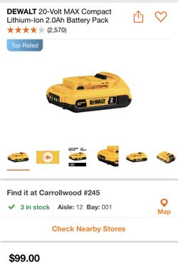 DEWALT 20-Volt MAX Compact Lithium-Ion 2.0Ah Battery Pack
