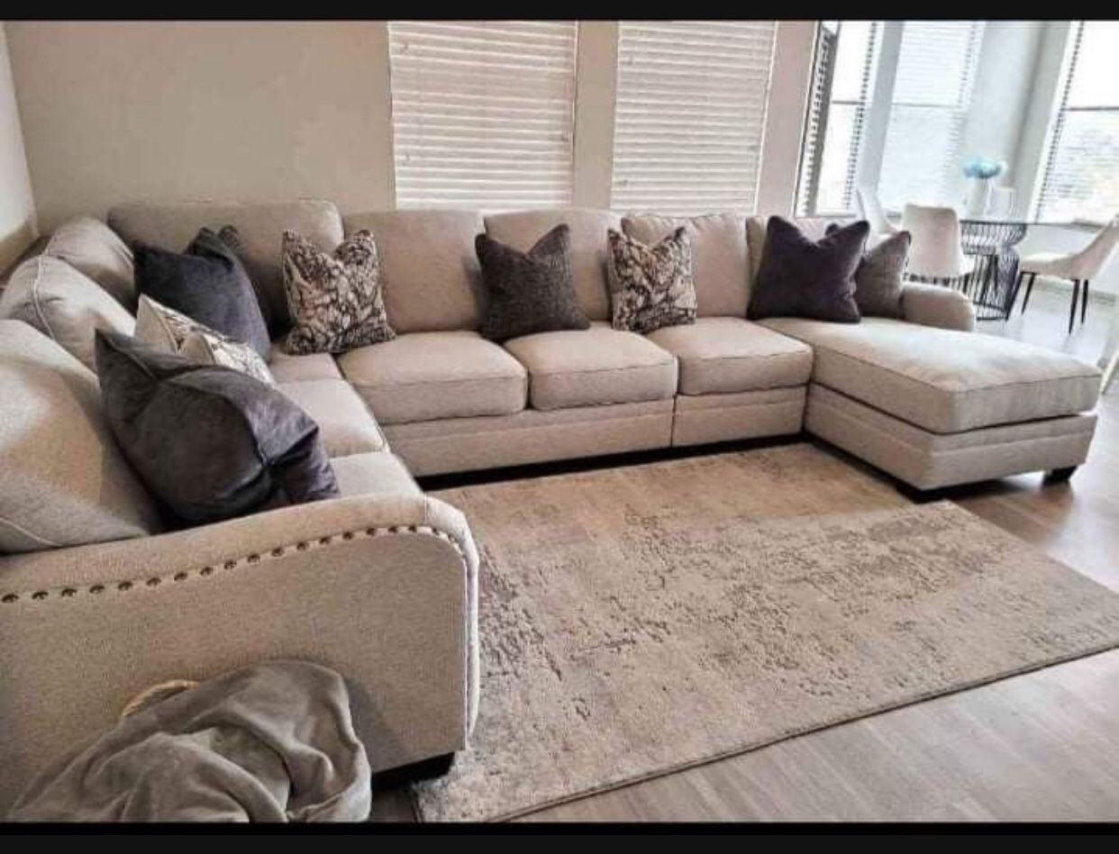LAF RAF Off White Long Comfort Modern Sofa Sectional💥 Showroom Available✅ Best Price👈 Couch/ Living Room Set With Chaise 💫