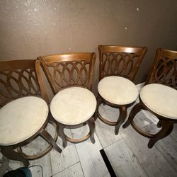4 Swivel Wood Barstools