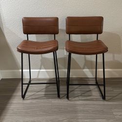 Brown Leather Bar Stools