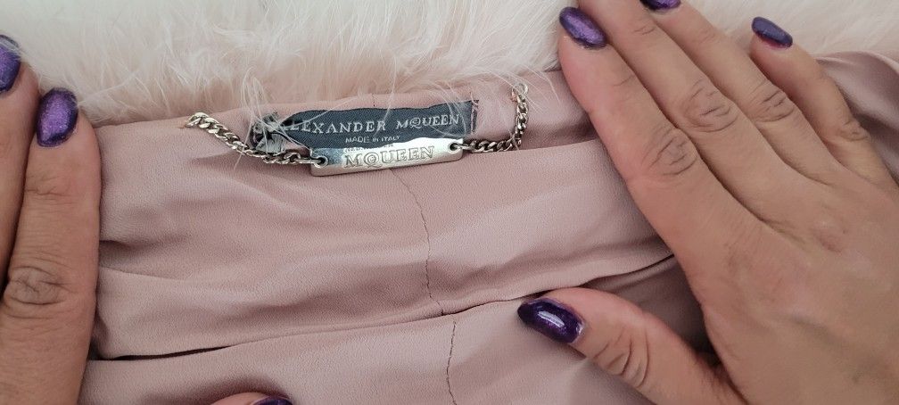 alexander mcqueen Bolero Shawl Scarf  Feathers  Pink Jacket Vintage