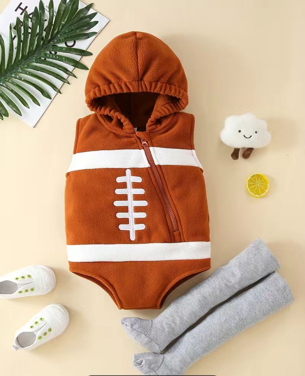 Brown Football Festive Holiday Set 6-9 M