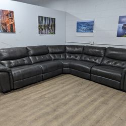 Free Delivery! Grey Leather Recliner Sectional 