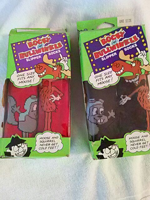 Rocky & Bullwinkle slipper socks,