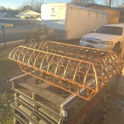 Ornate Wrought Iron And Glass Coffee Table 