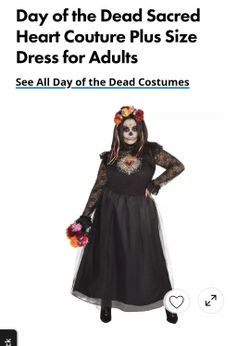 Day of the Dead Sacred Heart Couture Plus Size Dress for Adults size 