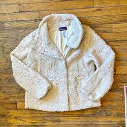 Patagonia Jacket Womens Birch Off White Los Gatos Full Zip Pockets Fleece Size S
