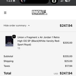 Union X Fragment Jordan 1